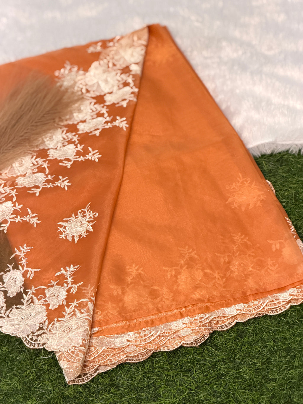 Elegant Organza Floral Embroider Saree