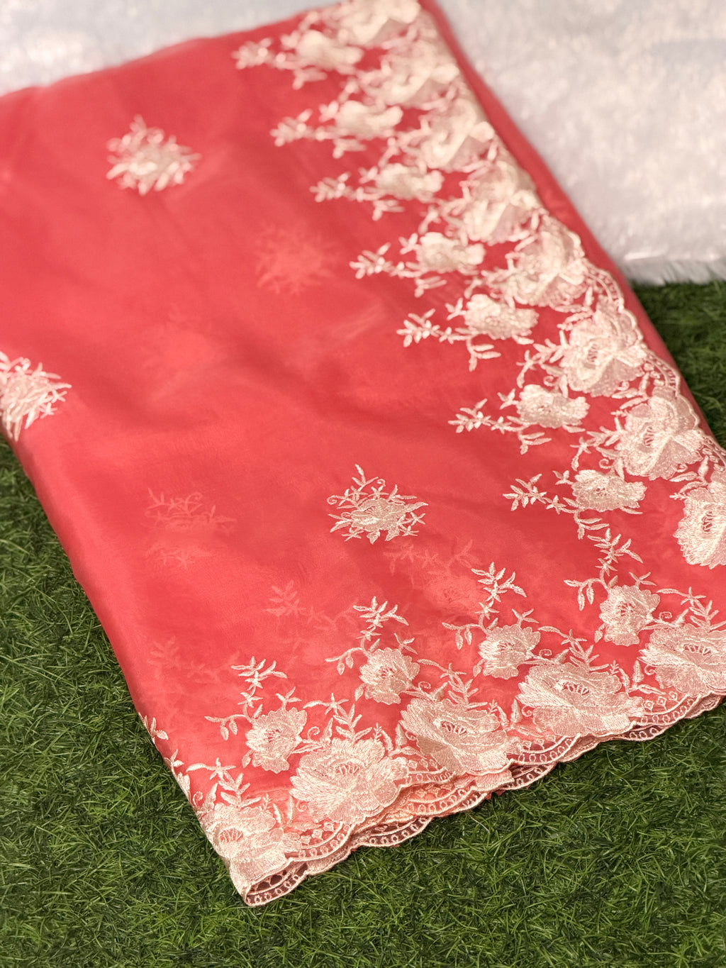 Elegant Organza Floral Embroider Saree