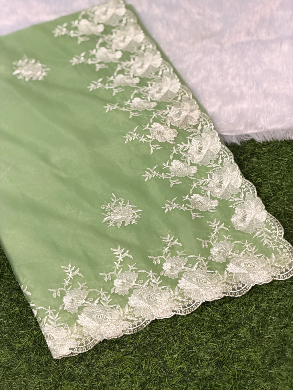 Elegant Organza Floral Embroider Saree