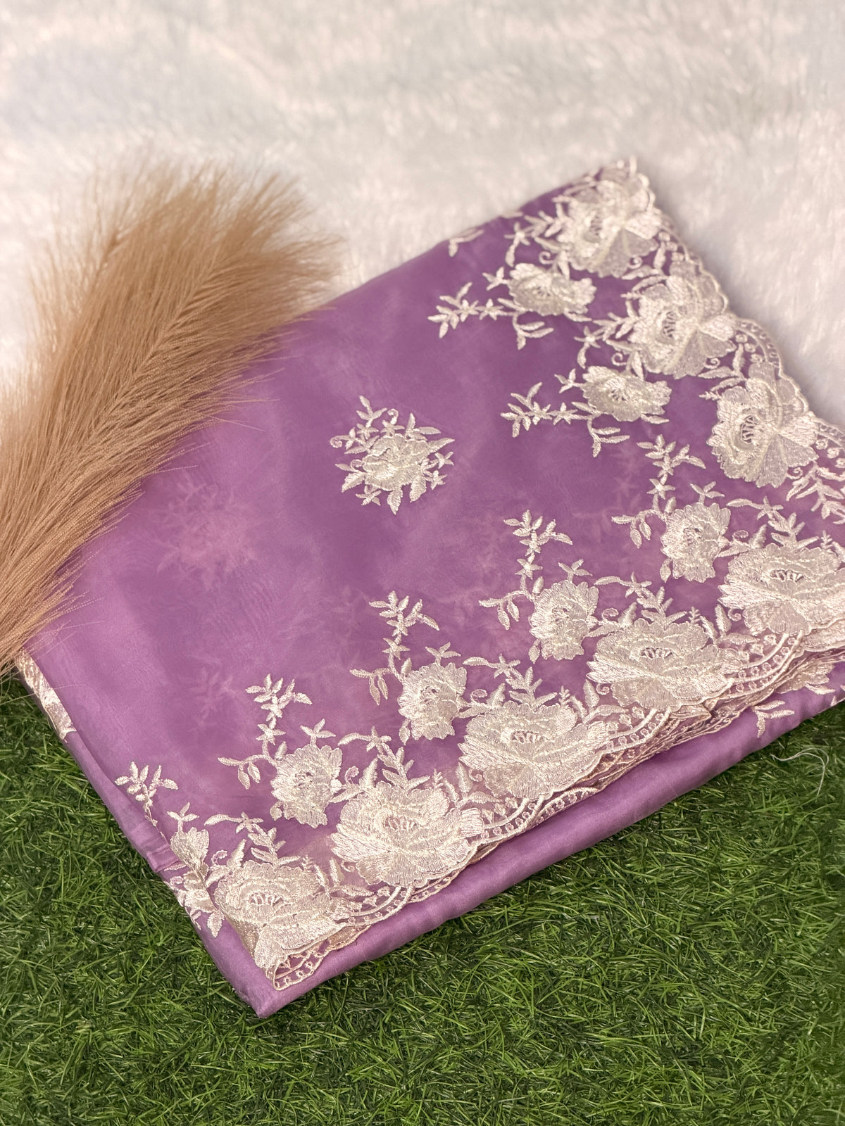 Elegant Organza Floral Embroider Saree