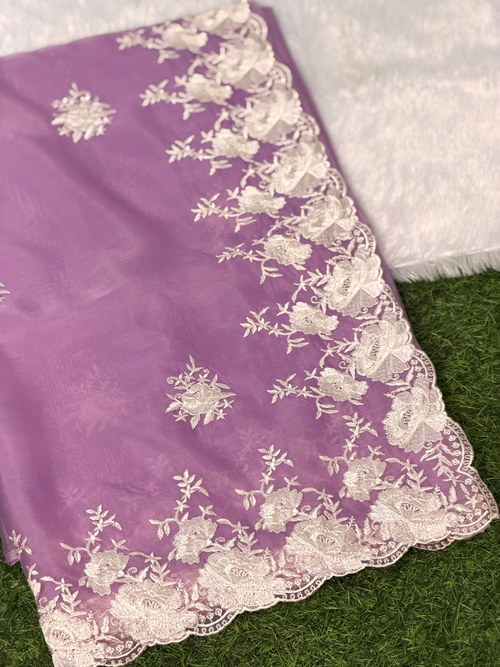 Elegant Organza Floral Embroider Saree