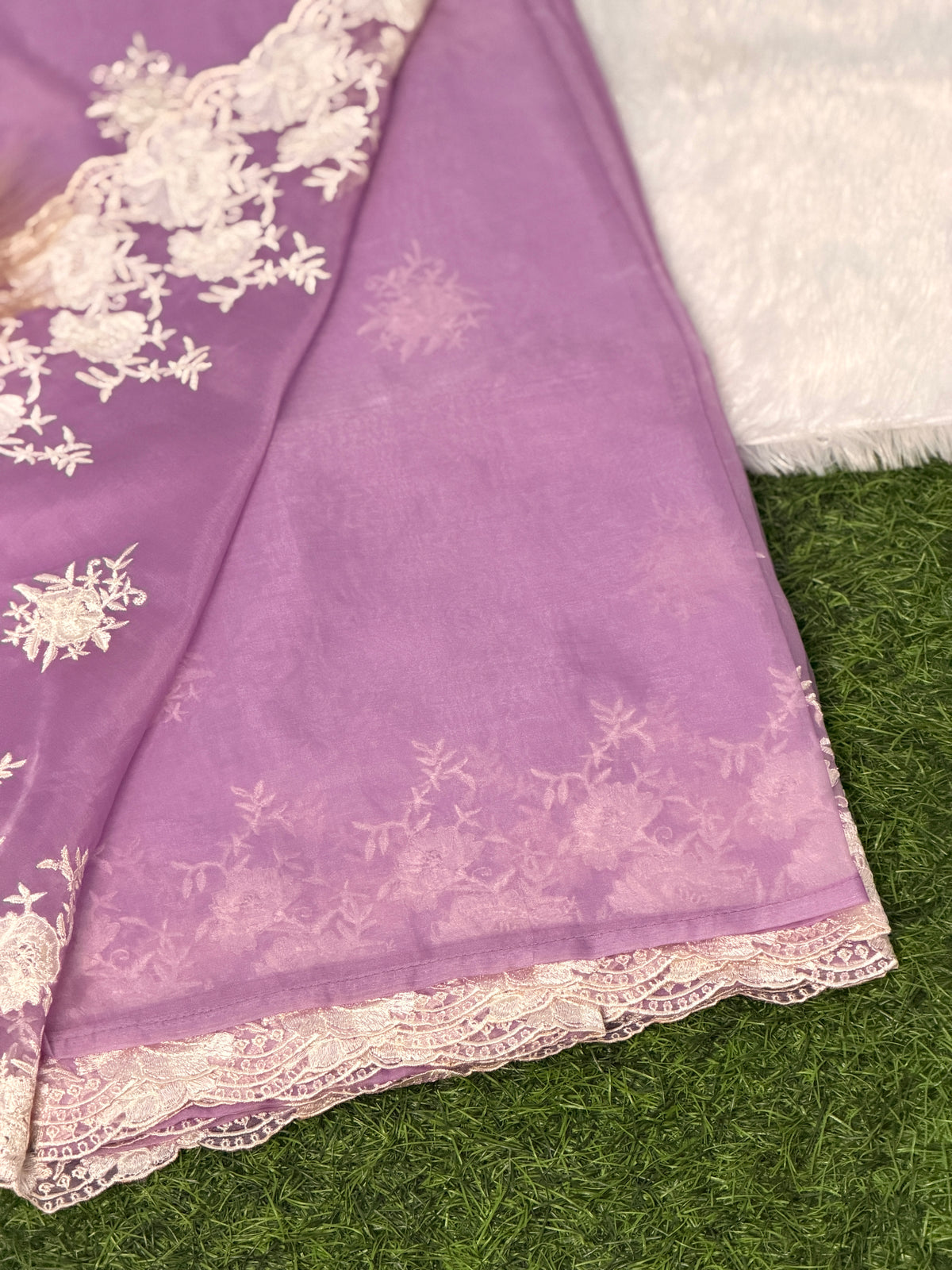 Elegant Organza Floral Embroider Saree