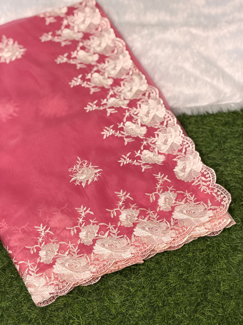 Elegant Organza Floral Embroider Saree