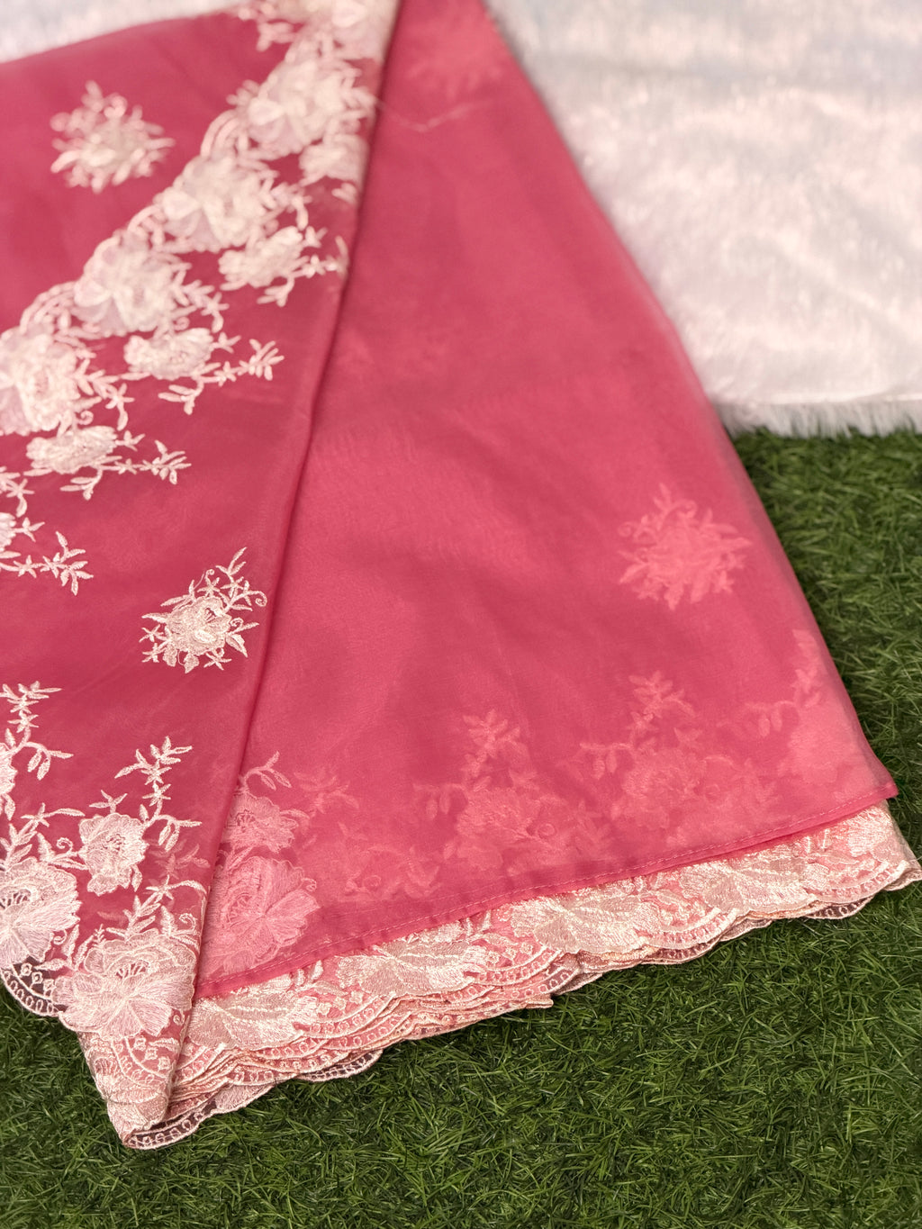 Elegant Organza Floral Embroider Saree