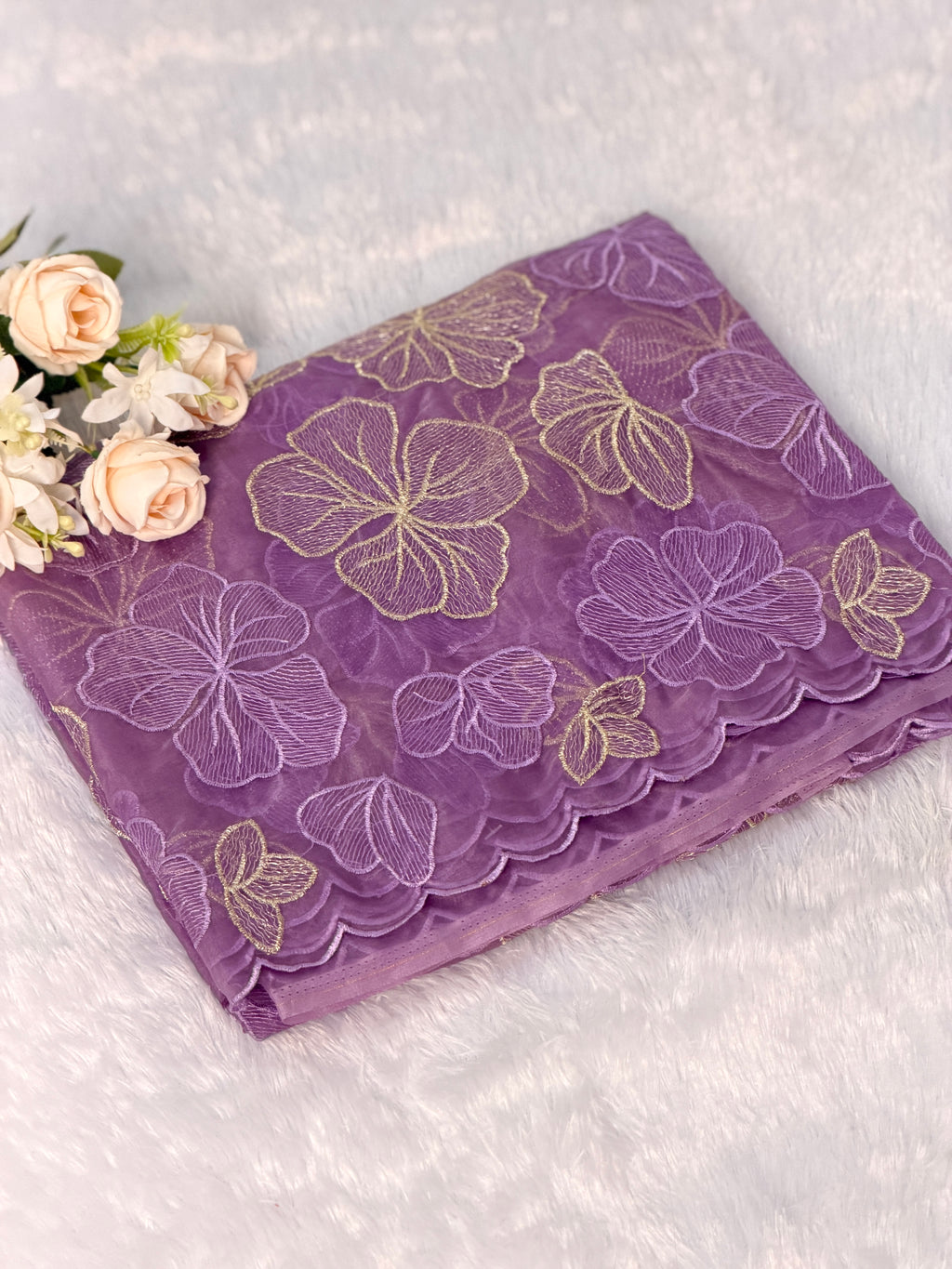 Elegant Floral Embroidered Organza Saree