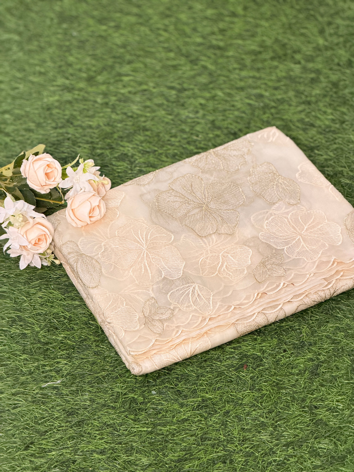 Elegant Floral Embroidered Organza Saree