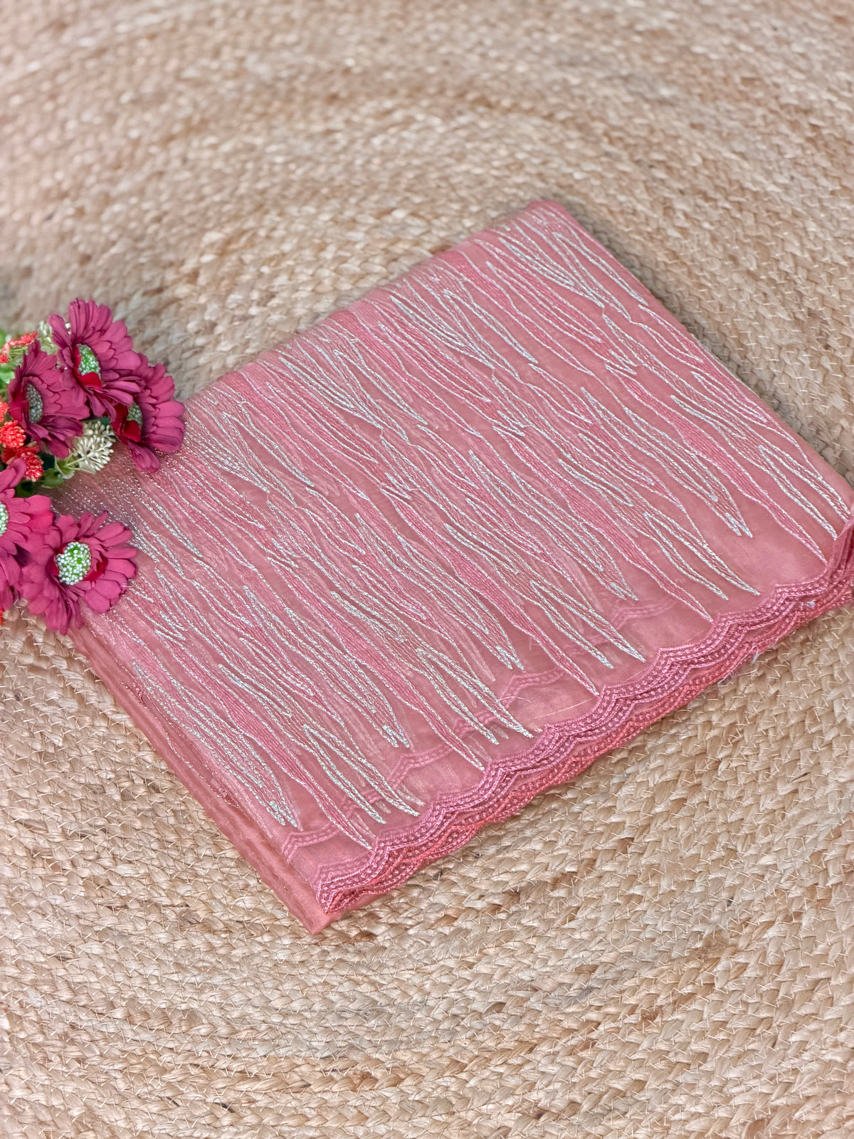 Elegant Embroidered Organza Saree