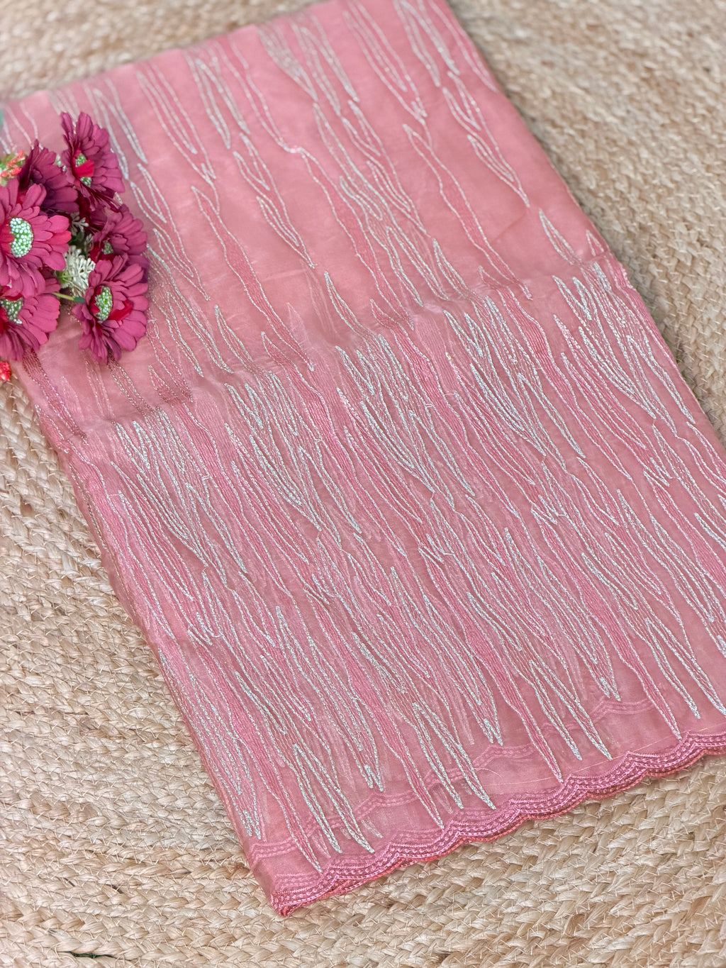 Elegant Embroidered Organza Saree