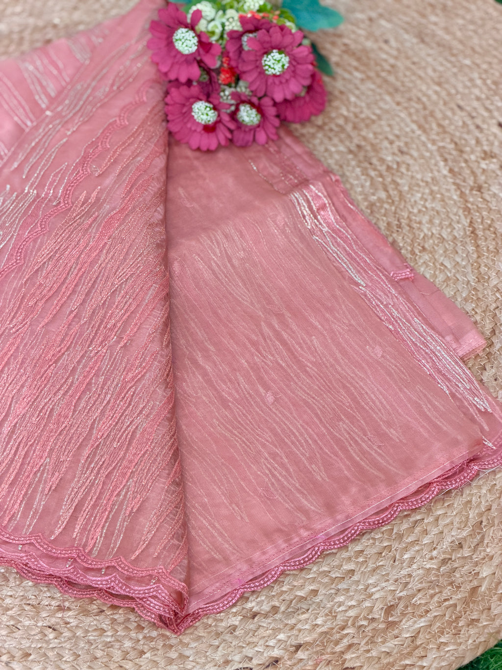 Elegant Embroidered Organza Saree