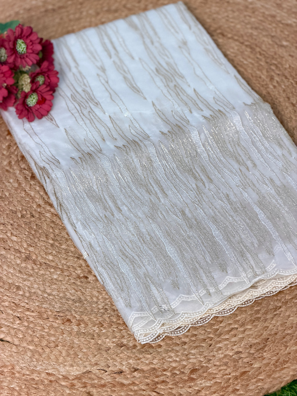 Elegant Embroidered Organza Saree