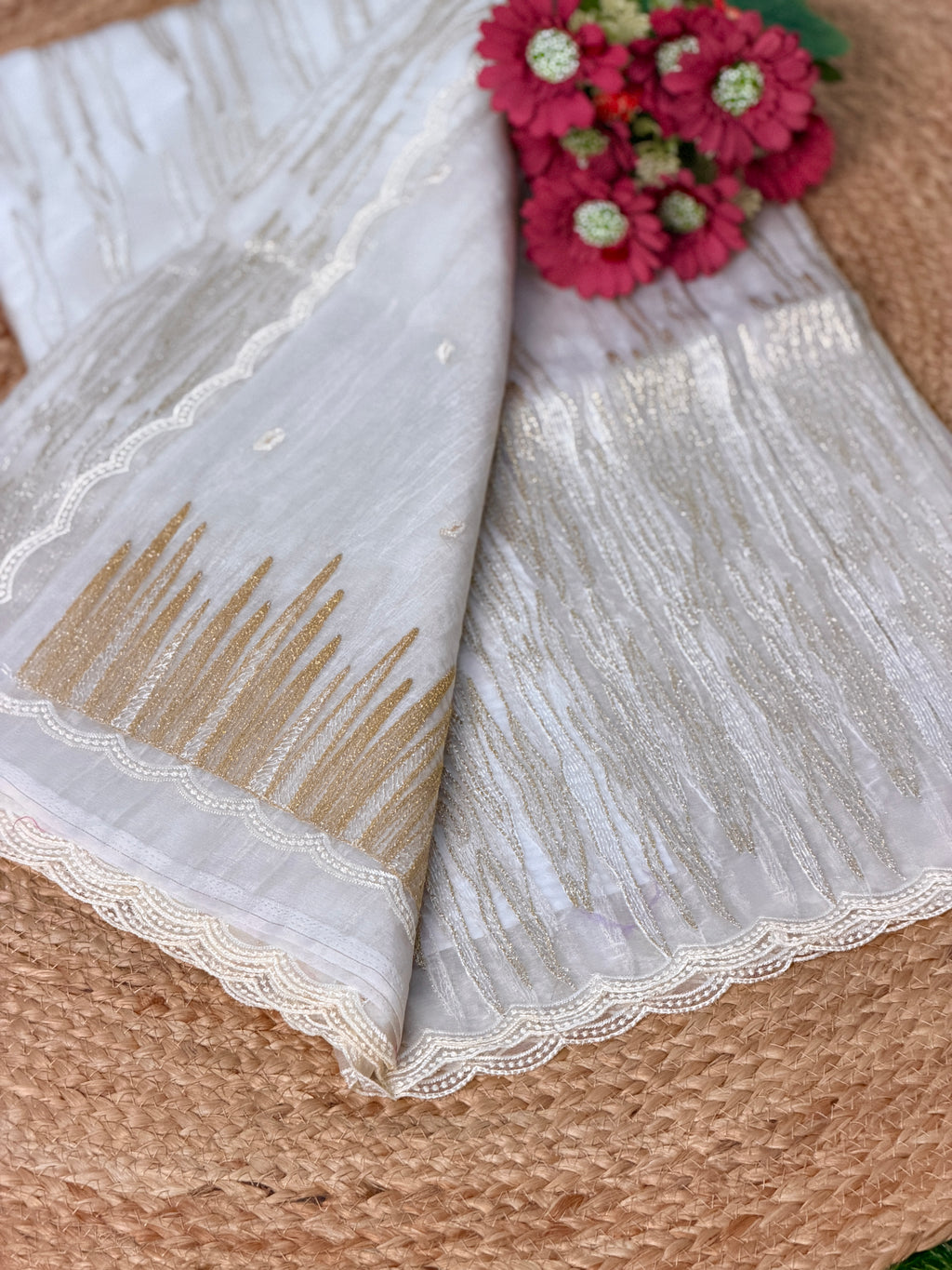 Elegant Embroidered Organza Saree