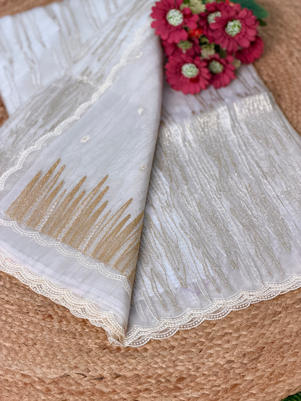Elegant Embroidered Organza Saree
