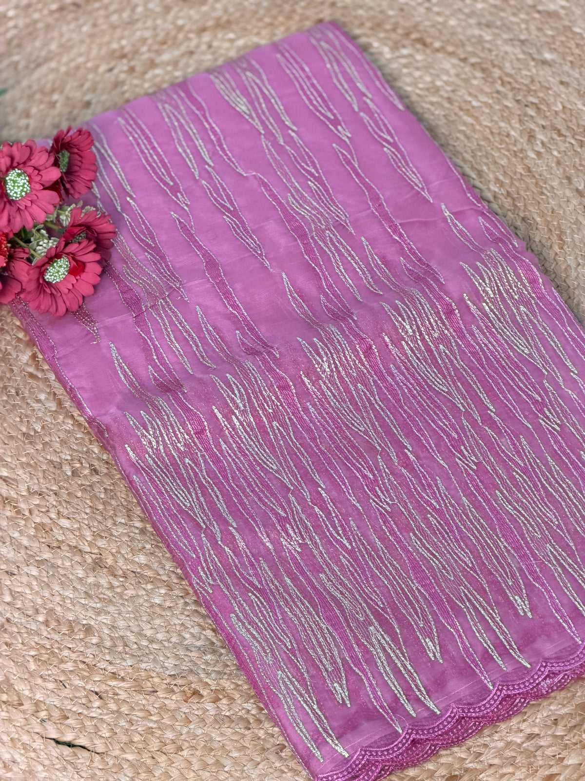 Elegant Embroidered Organza Saree