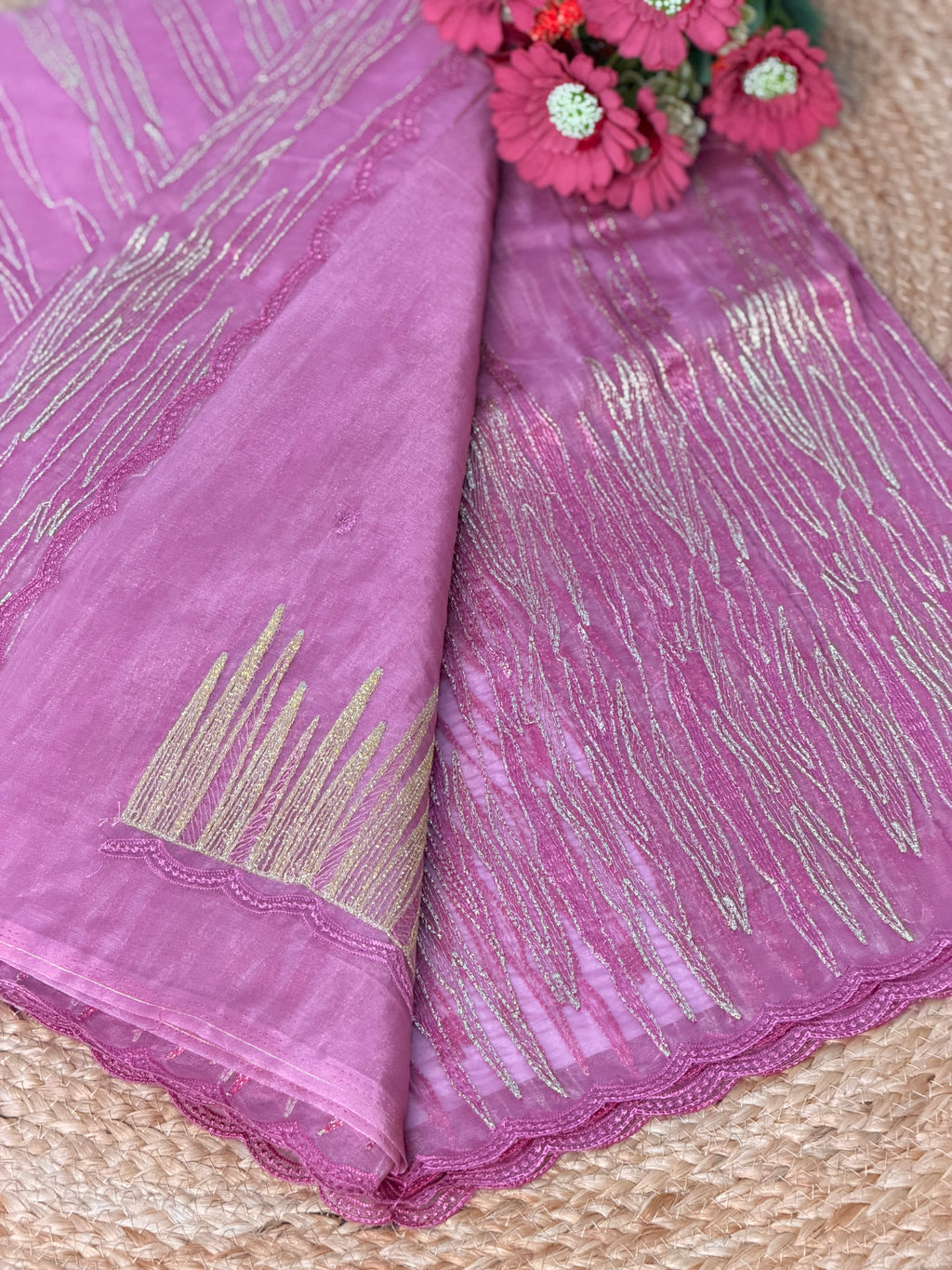 Elegant Embroidered Organza Saree