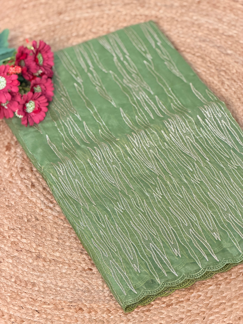 Elegant Embroidered Organza Saree
