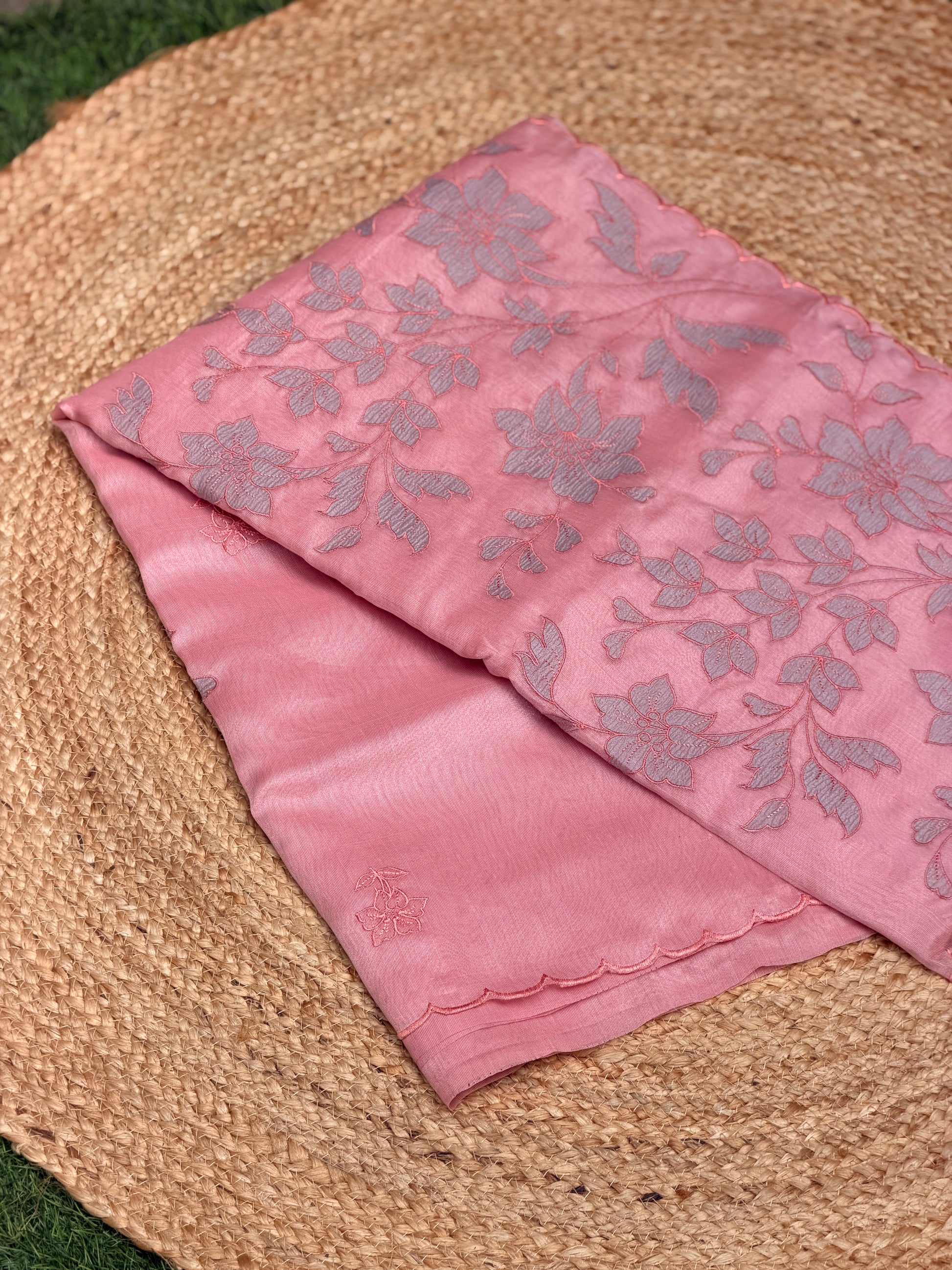 Elegant Self Floral Embroidery