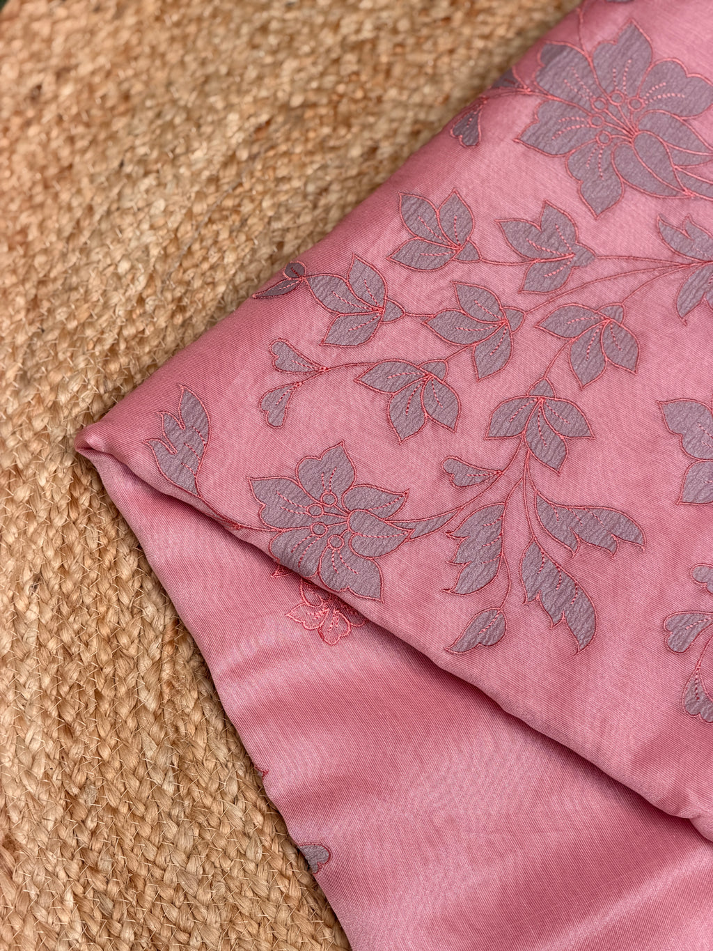 Elegant Self Floral Embroidery