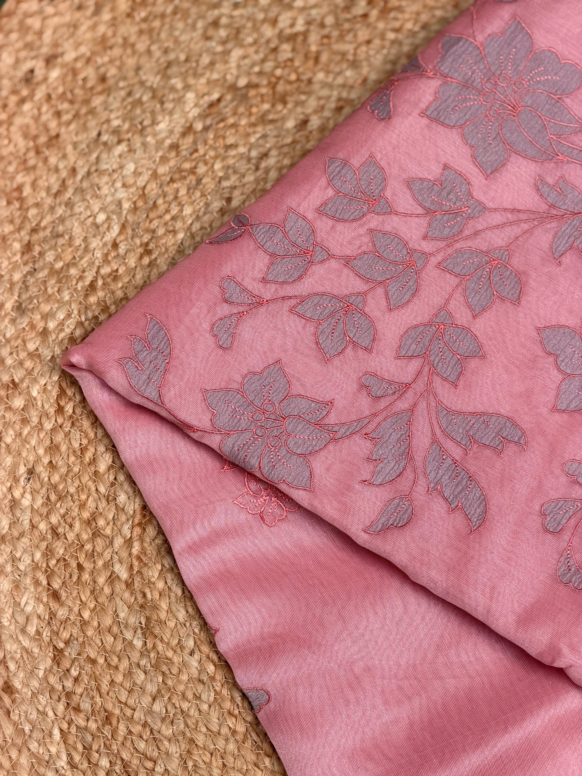 Elegant Self Floral Embroidery