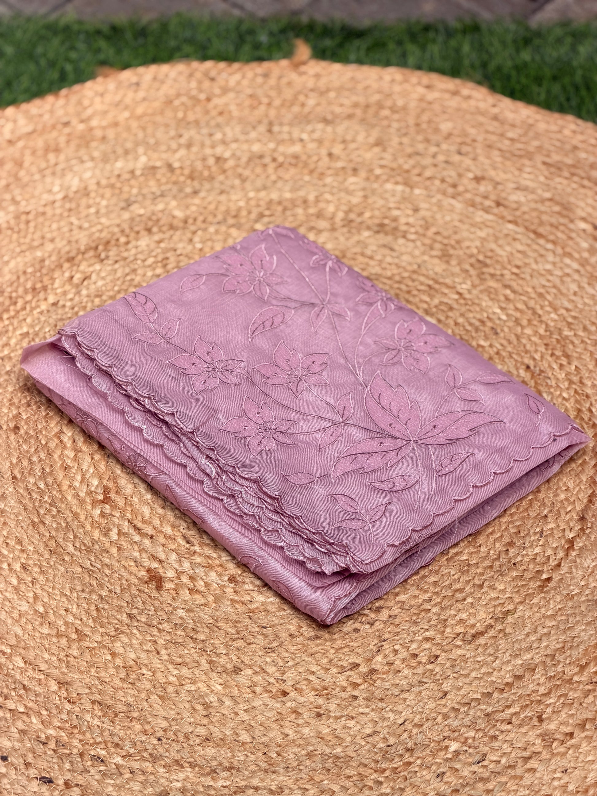 Elegant Self Floral Embroidery