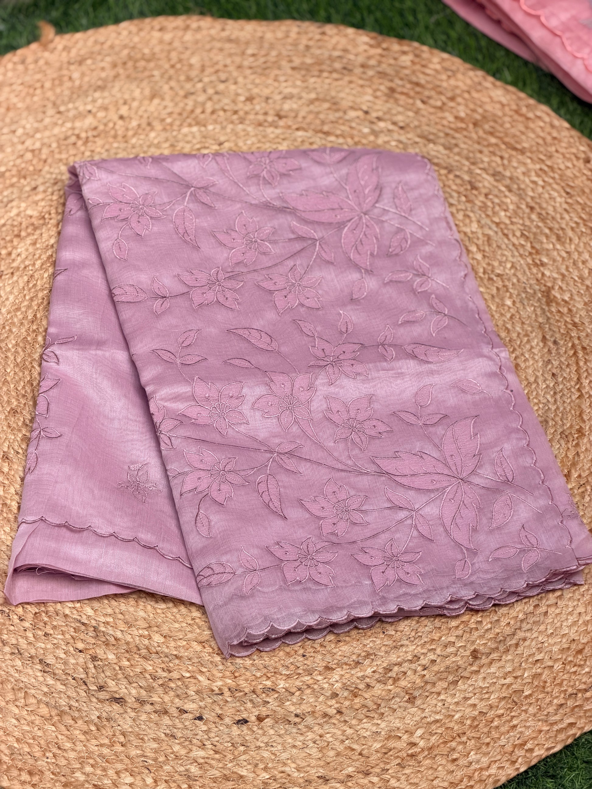 Elegant Self Floral Embroidery