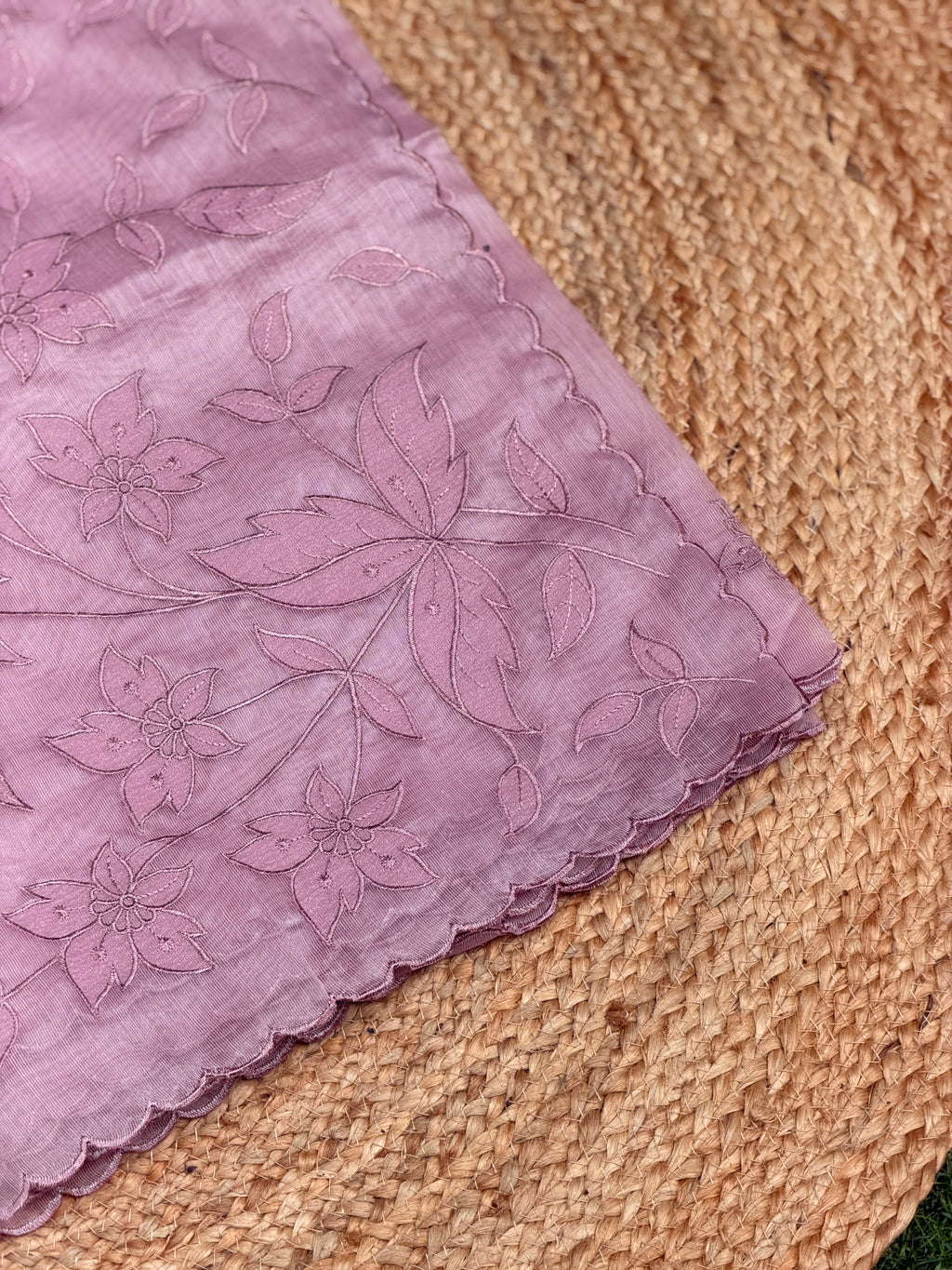 Elegant Self Floral Embroidery