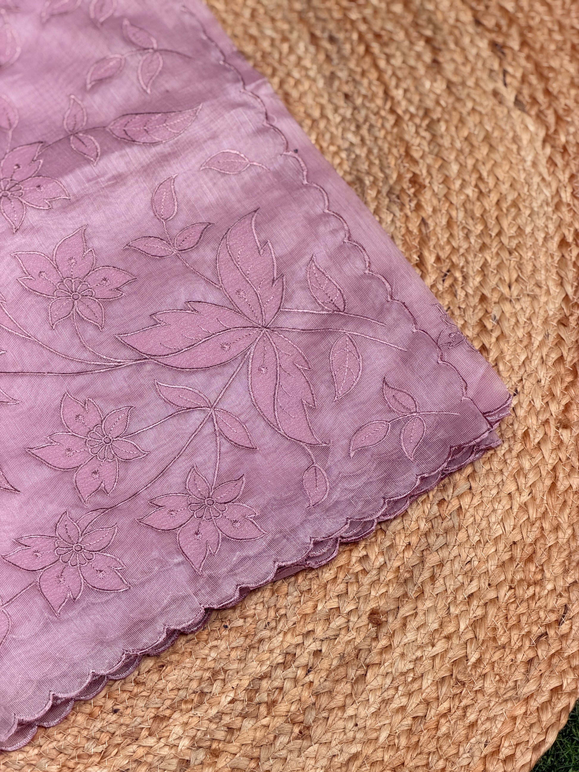 Elegant Self Floral Embroidery
