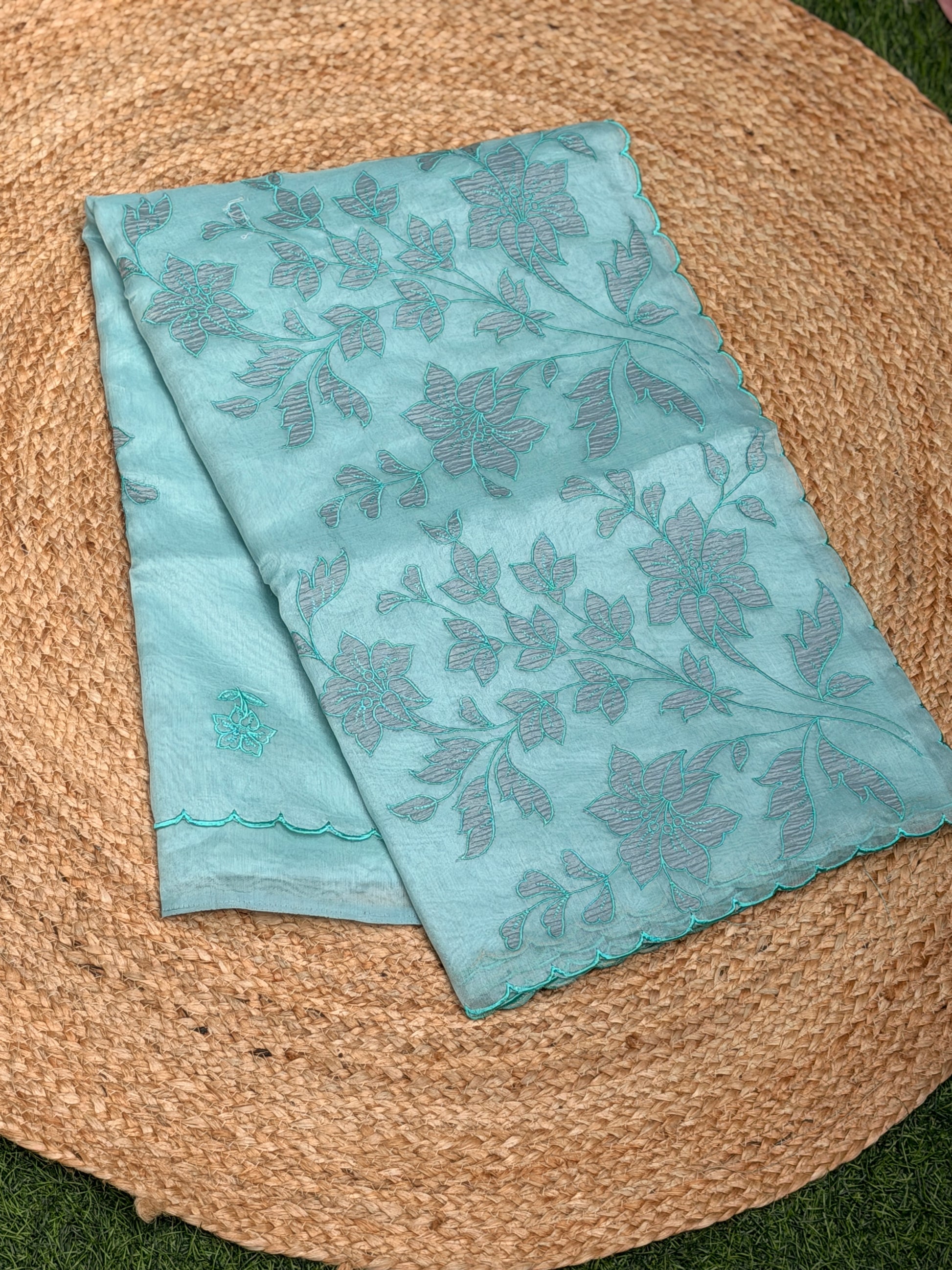 Elegant Self Floral Embroidery