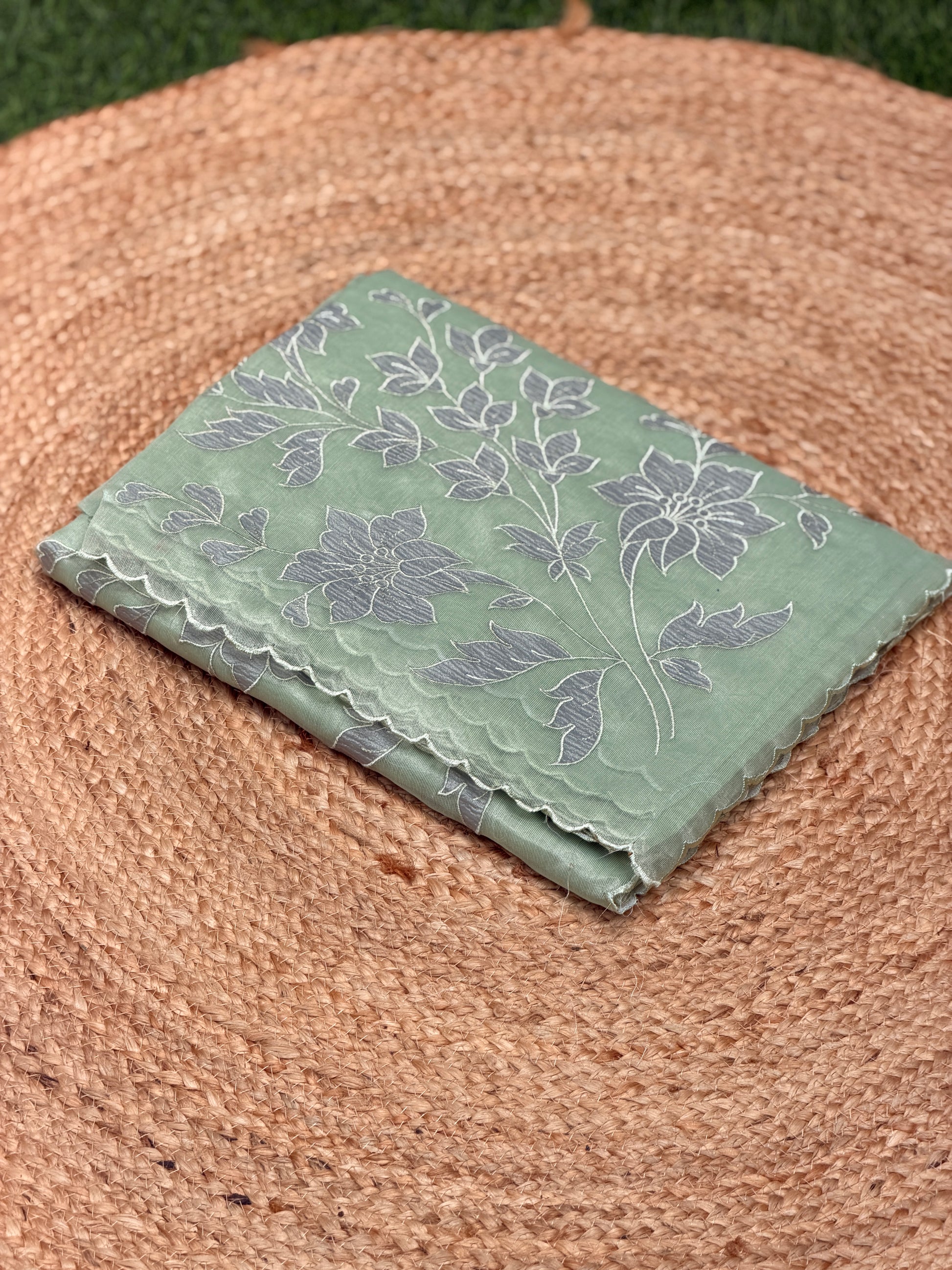 Elegant Self Floral Embroidery