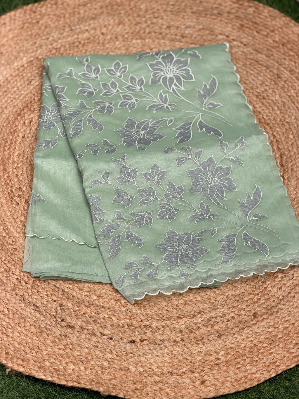 Elegant Self Floral Embroidery