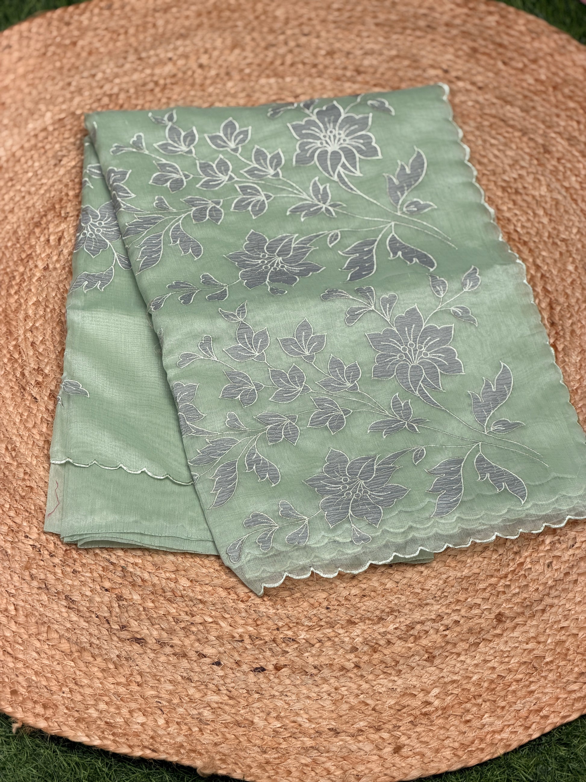 Elegant Self Floral Embroidery