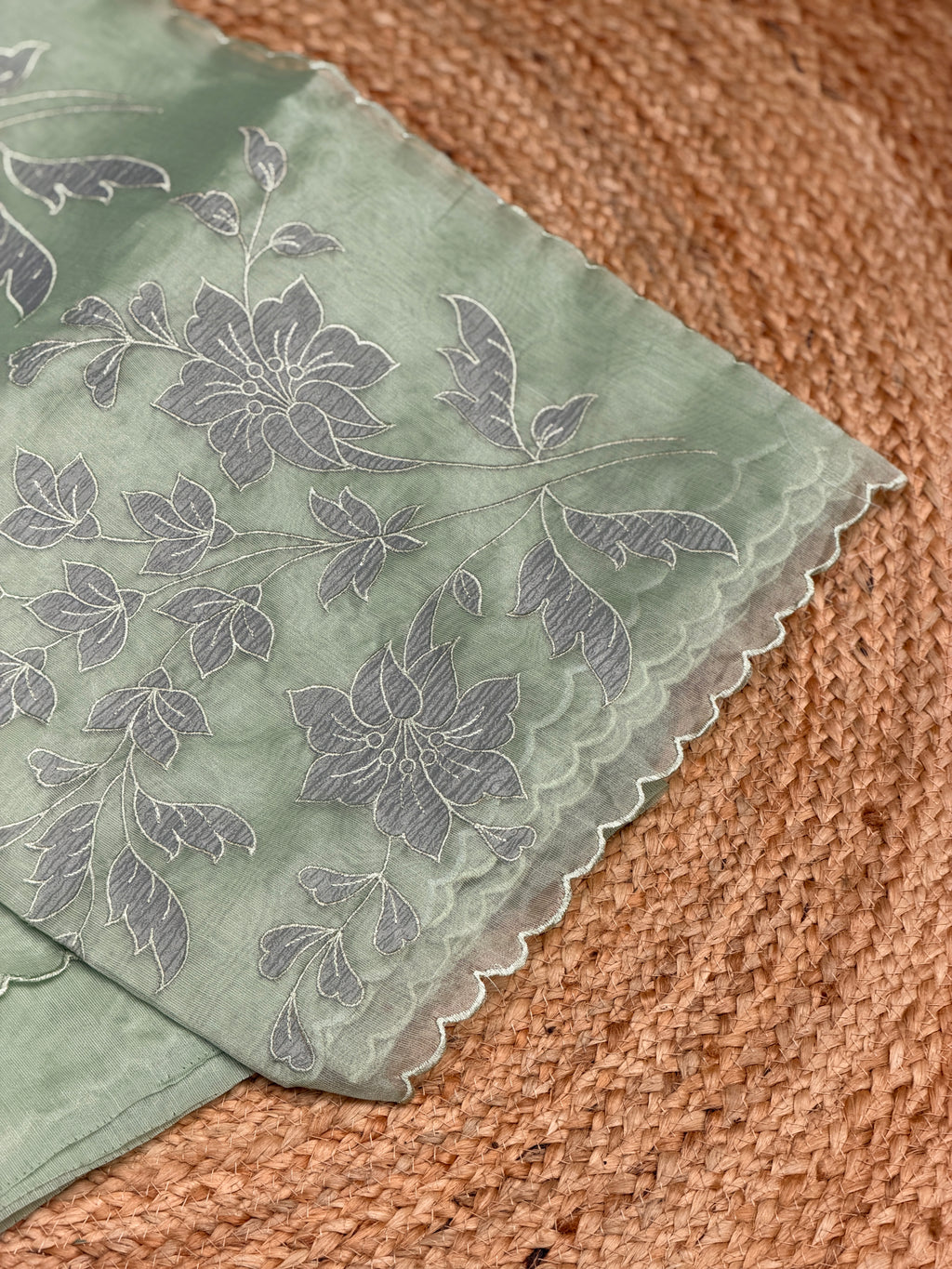 Elegant Self Floral Embroidery
