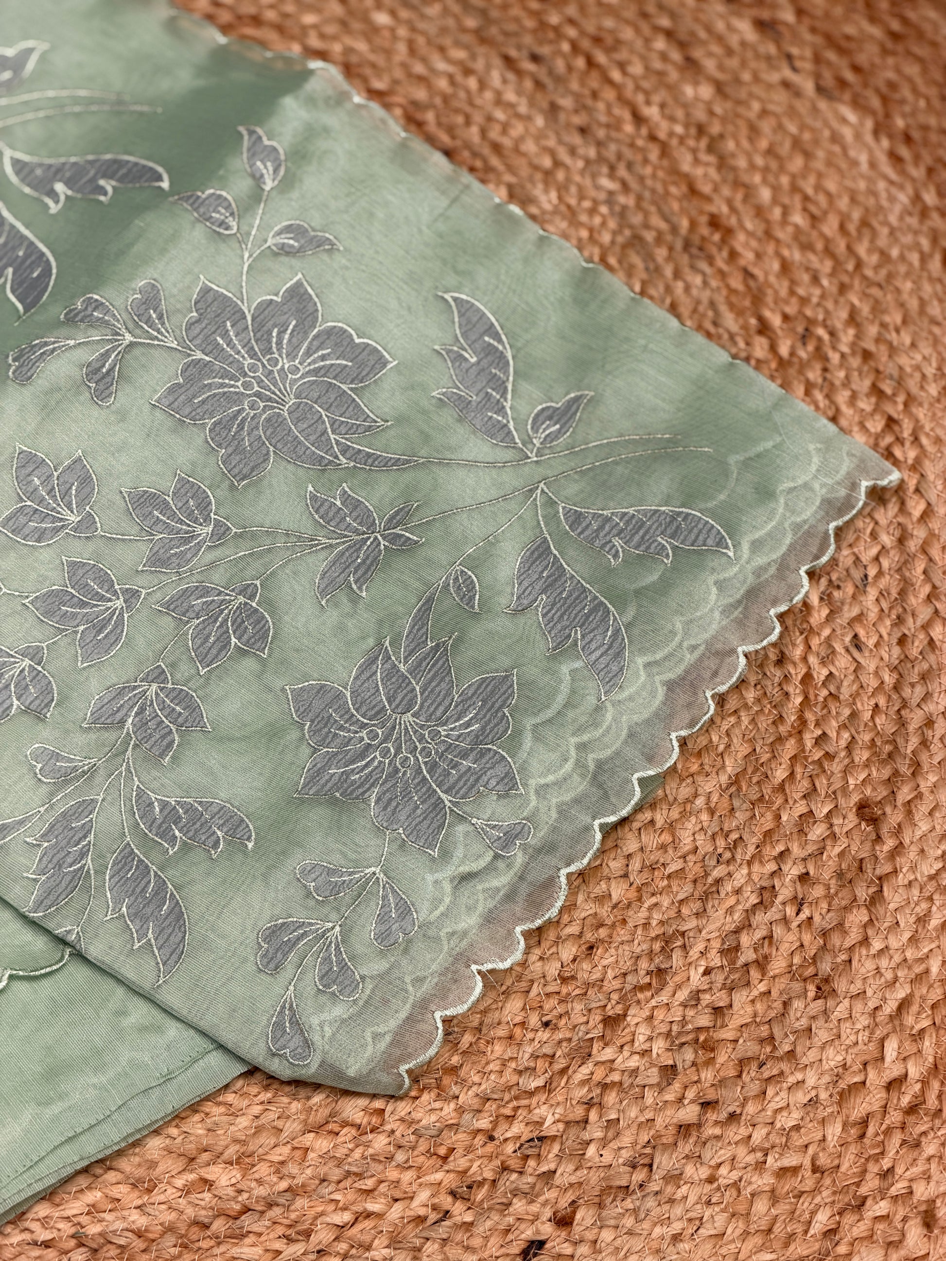 Elegant Self Floral Embroidery