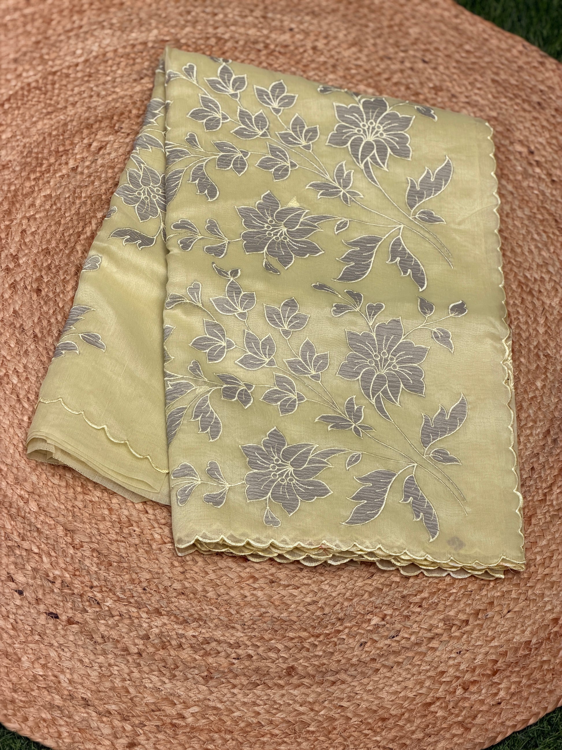 Elegant Self Floral Embroidery