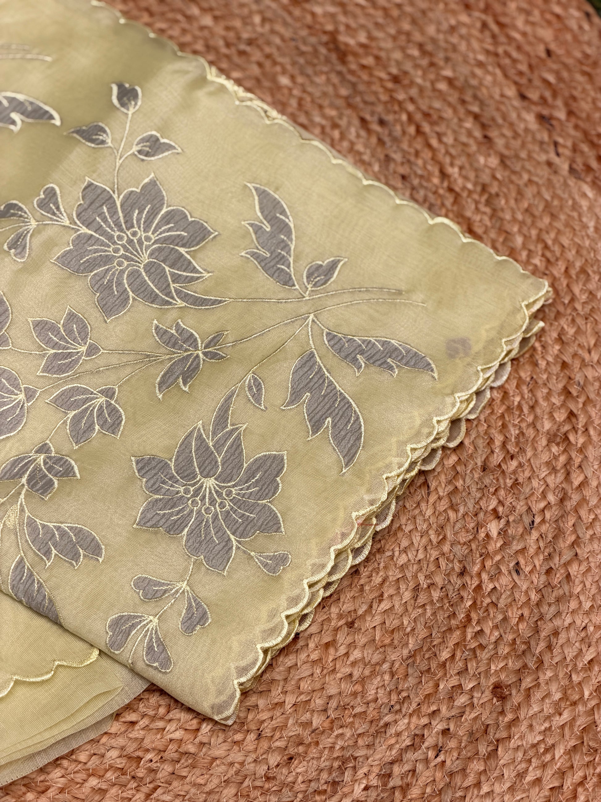 Elegant Self Floral Embroidery