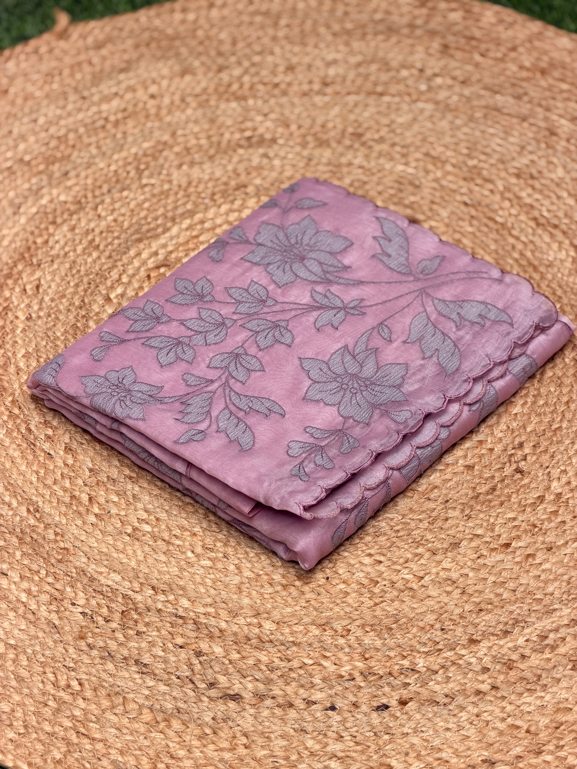 Elegant Self Floral Embroidery