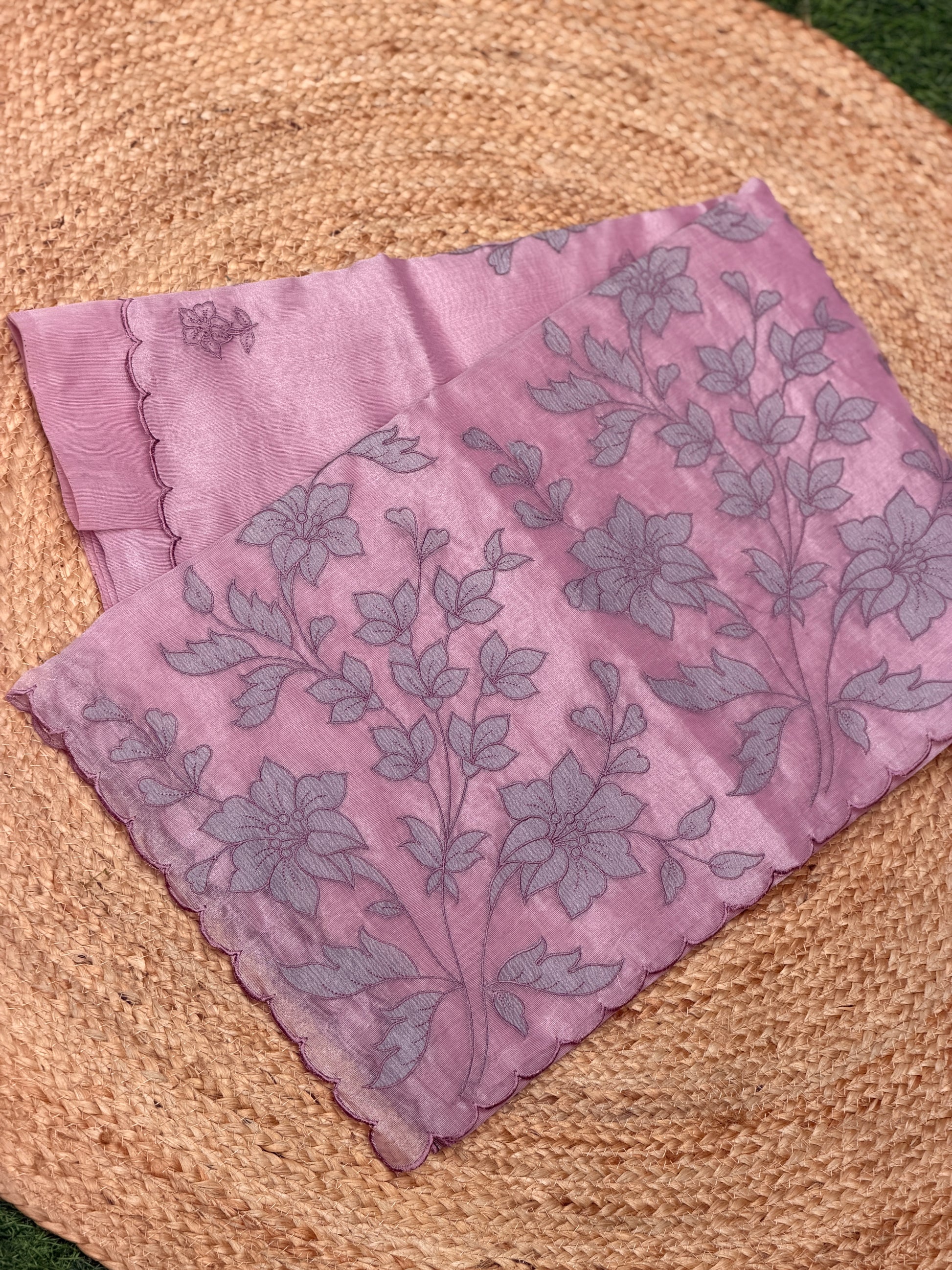 Elegant Self Floral Embroidery
