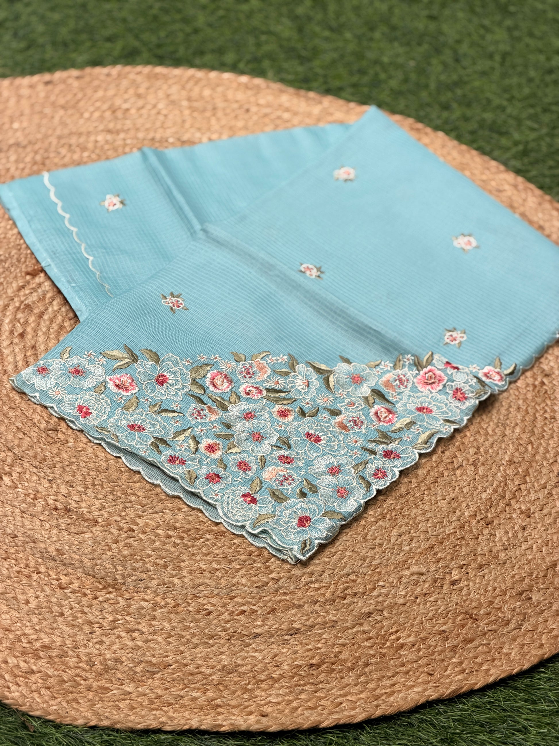 Net Kota with Floral Embroidery
