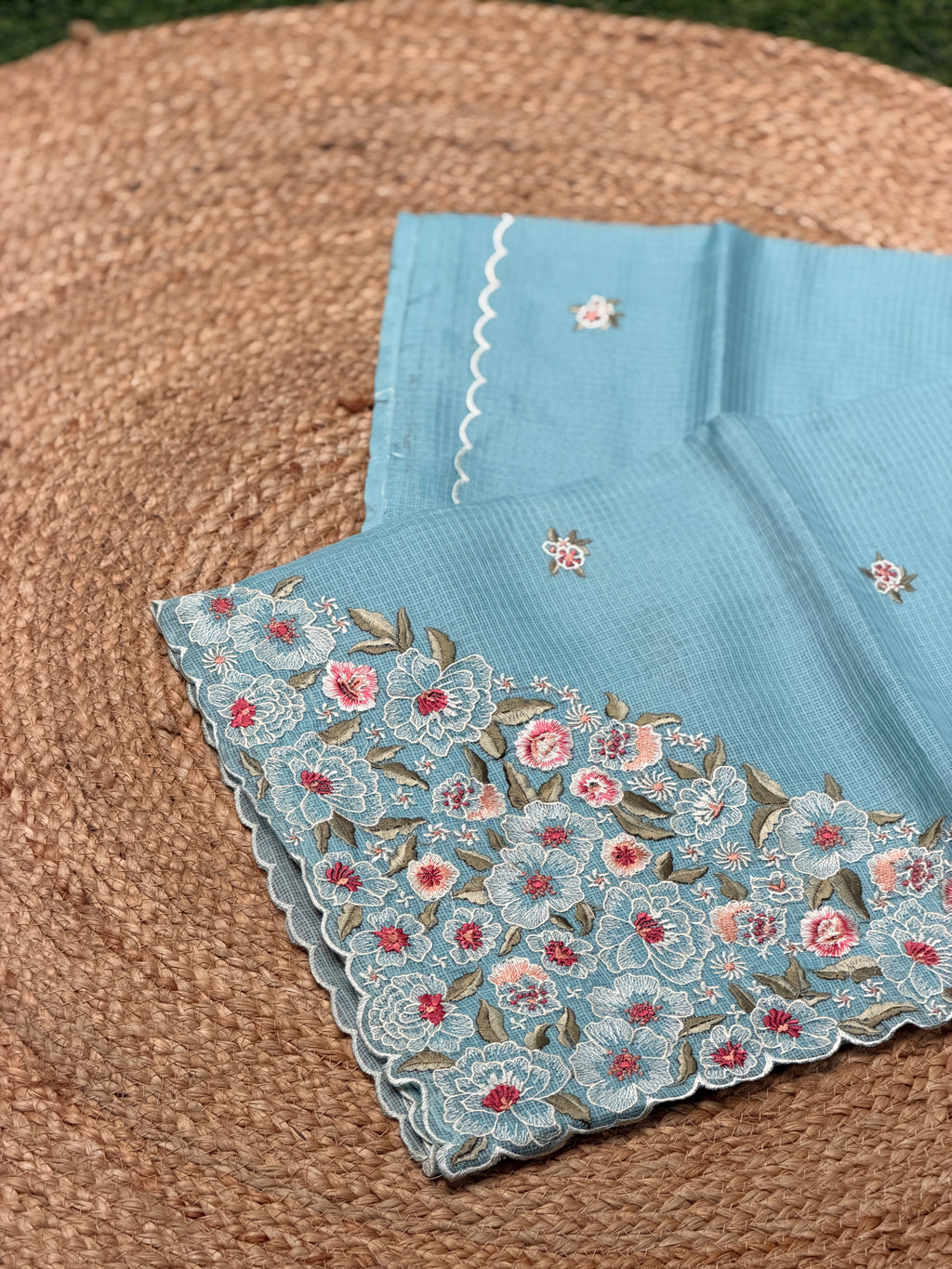 Net Kota with Floral Embroidery