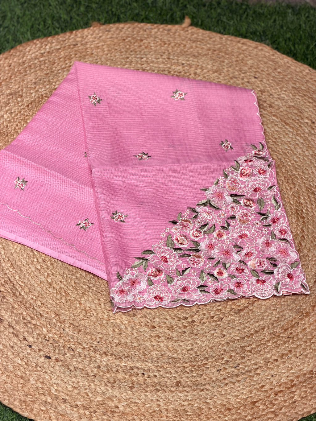Net Kota with Floral Embroidery
