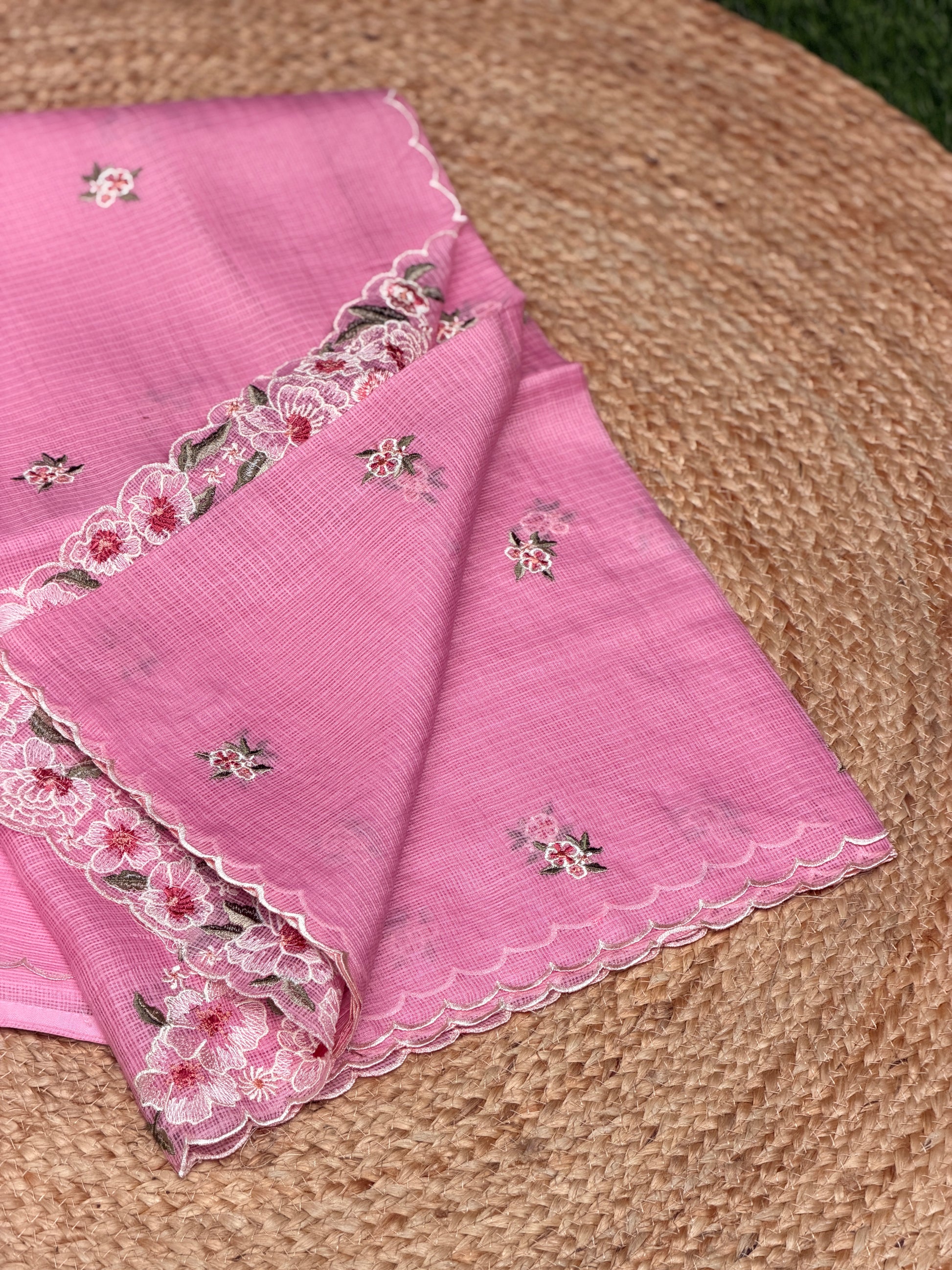 Net Kota with Floral Embroidery