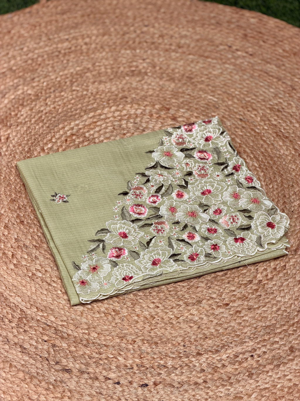 Net Kota with Floral Embroidery