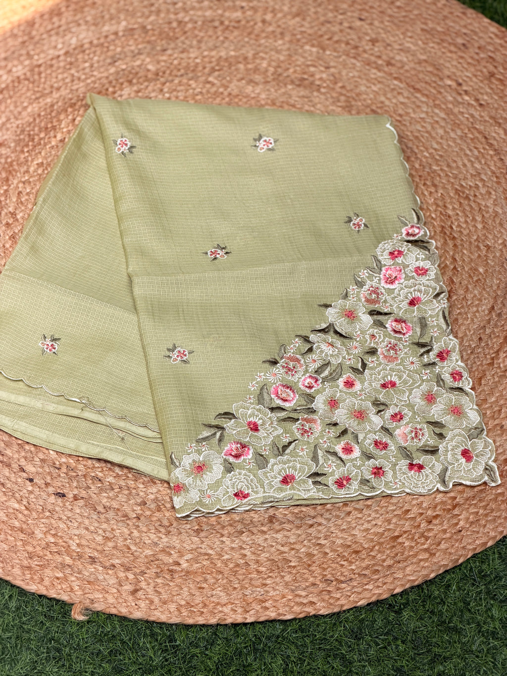 Net Kota with Floral Embroidery