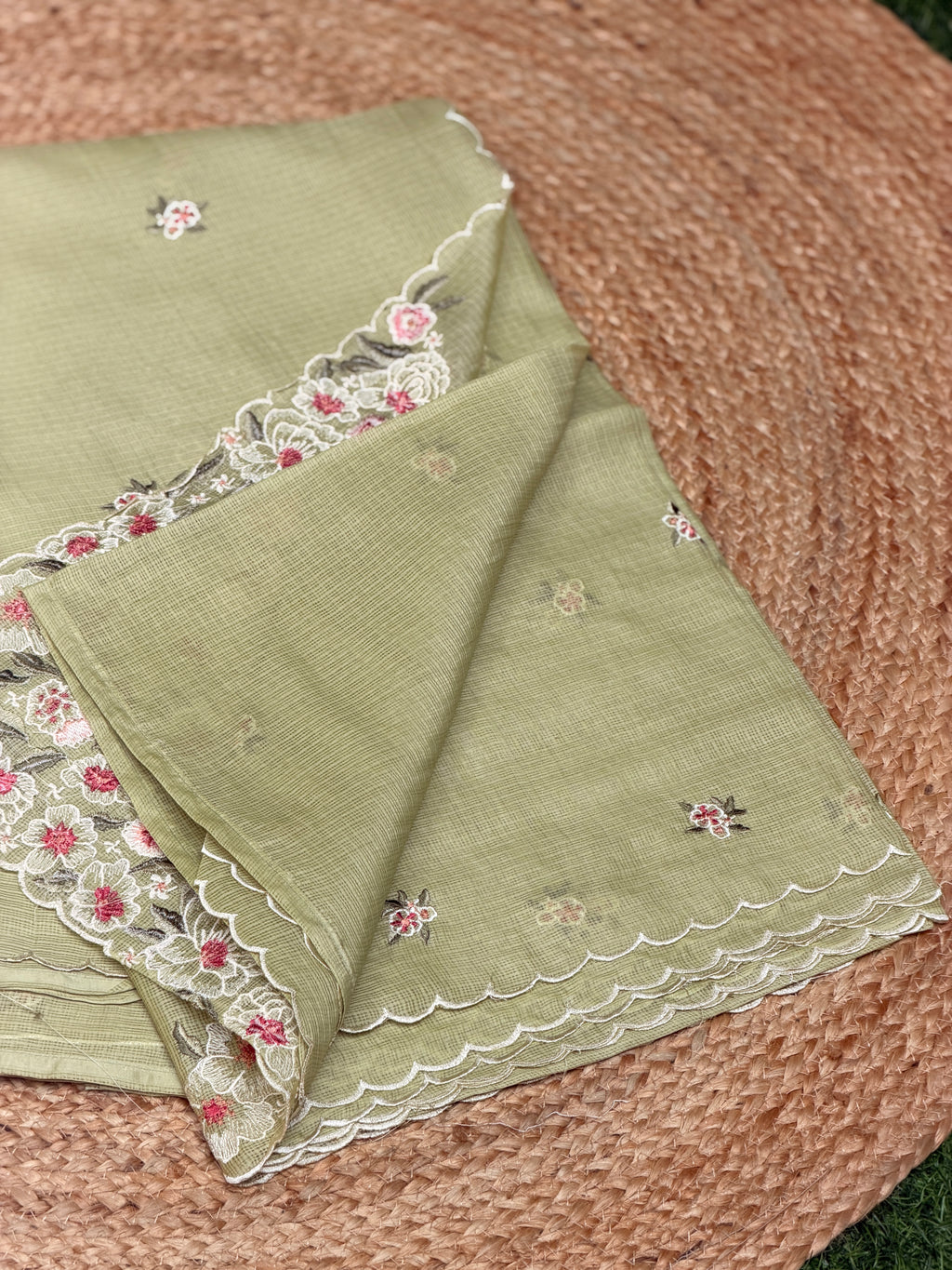Net Kota with Floral Embroidery