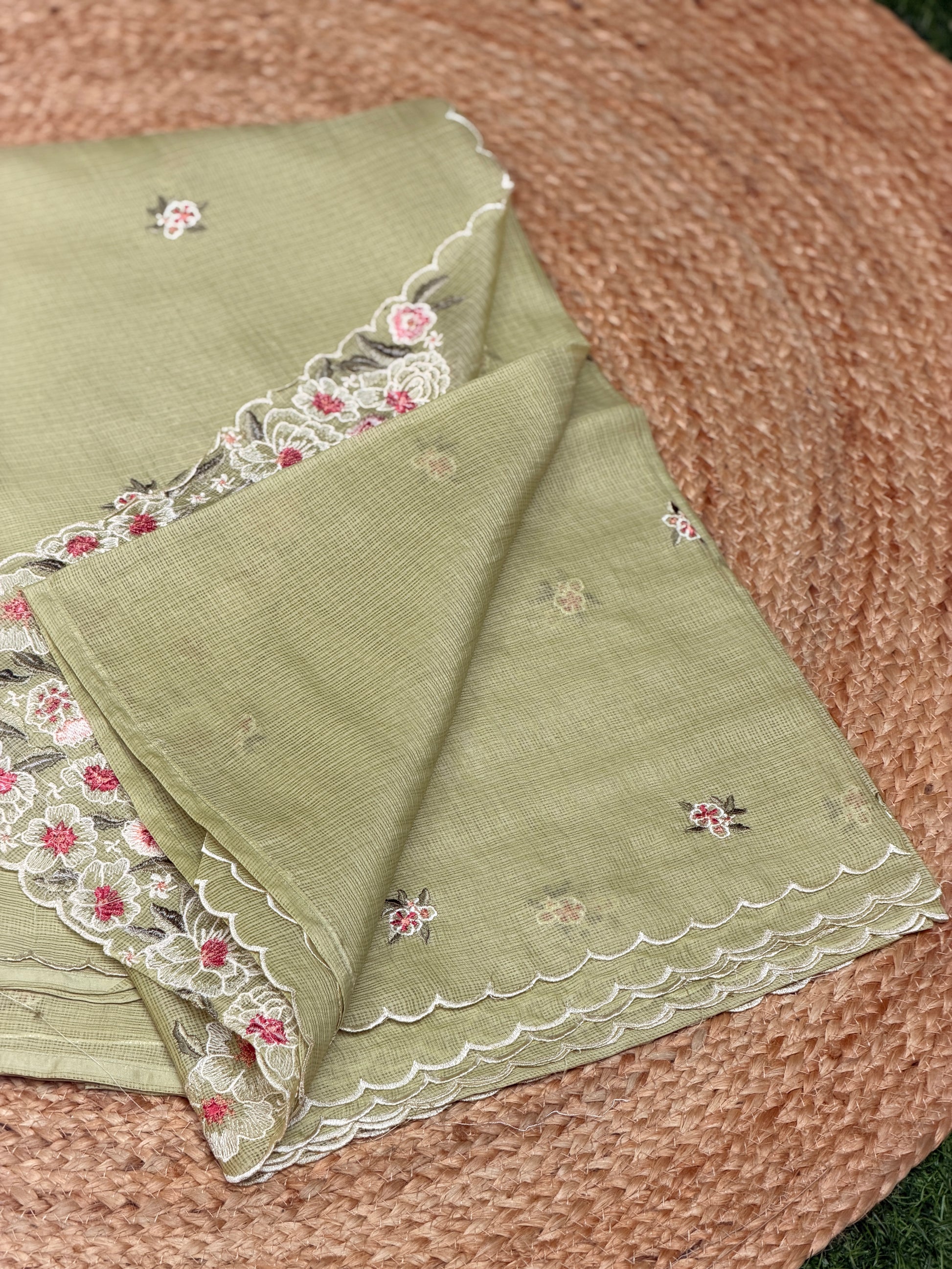 Net Kota with Floral Embroidery
