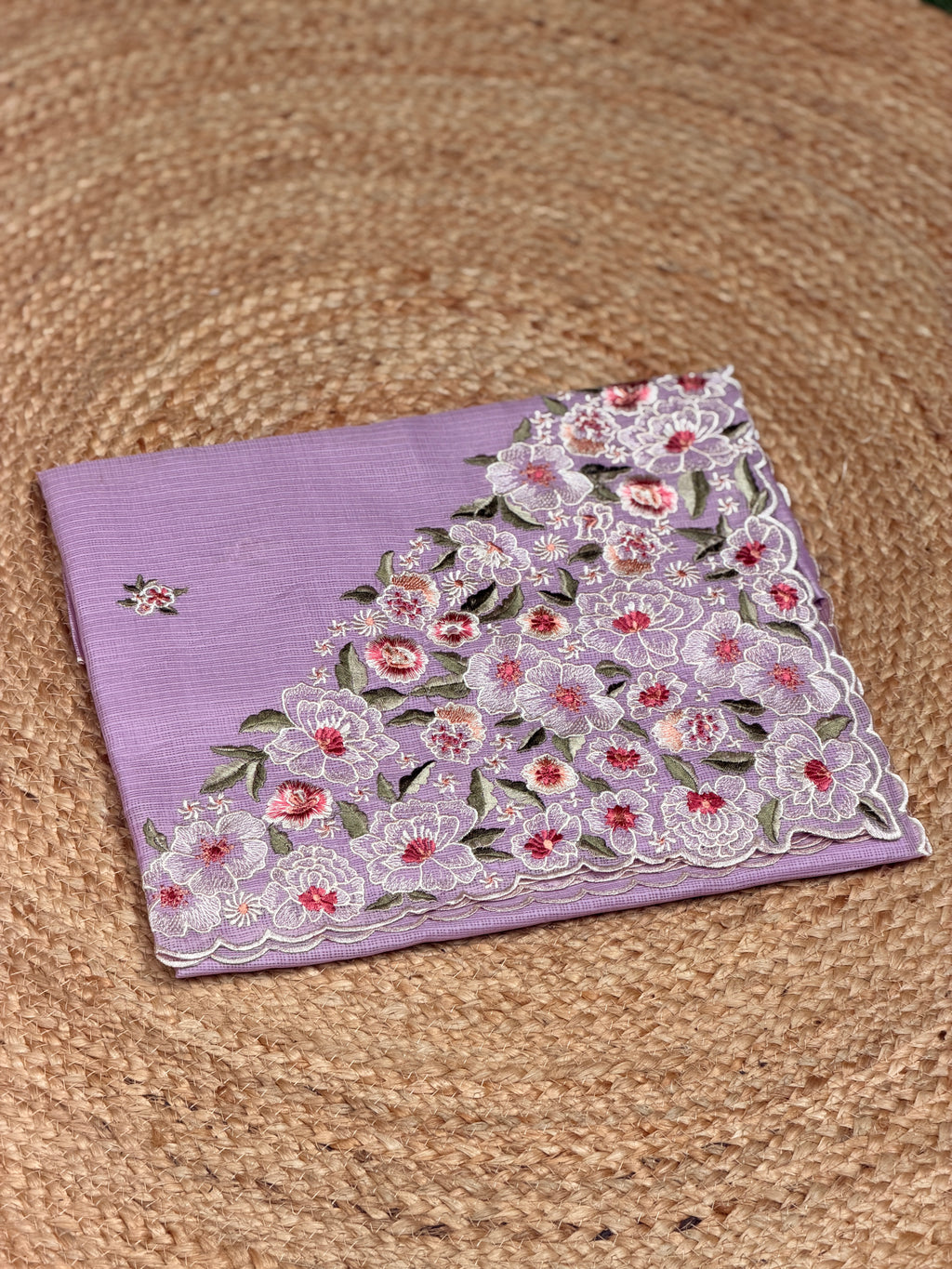 Net Kota with Floral Embroidery
