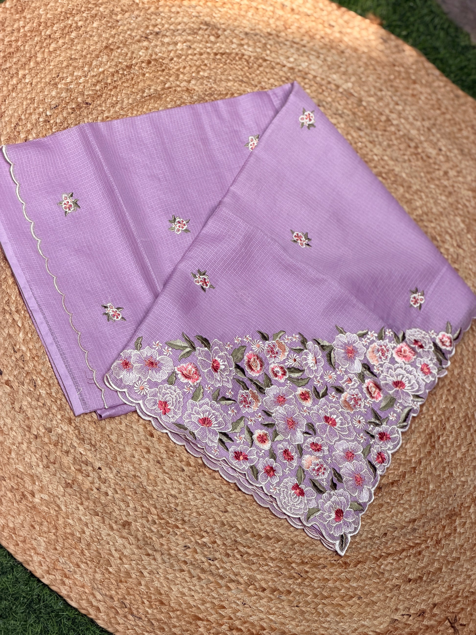 Net Kota with Floral Embroidery