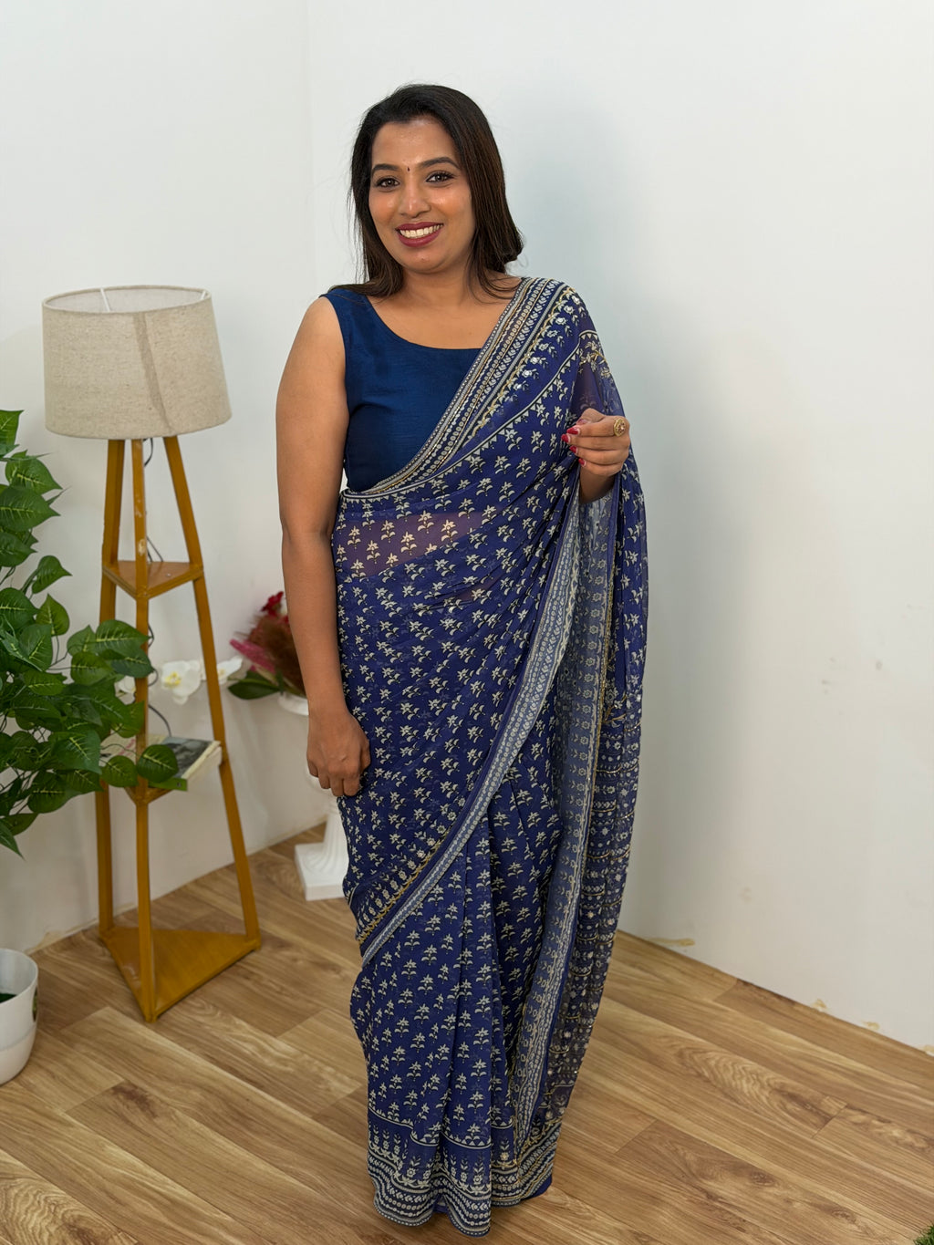 Georgette material  with Stone work