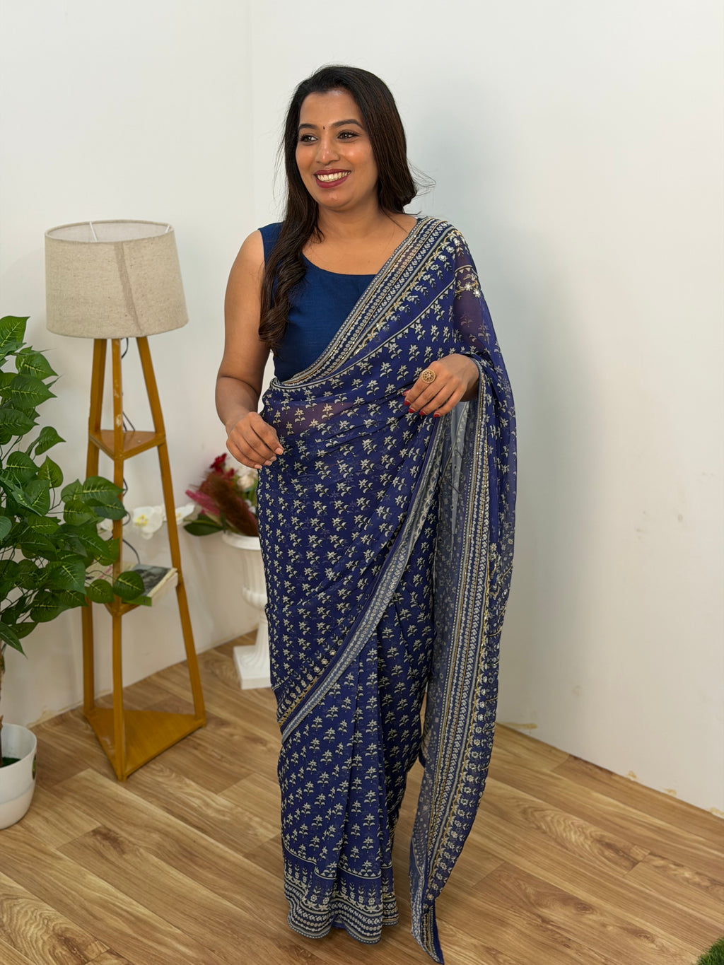 Georgette material  with Stone work