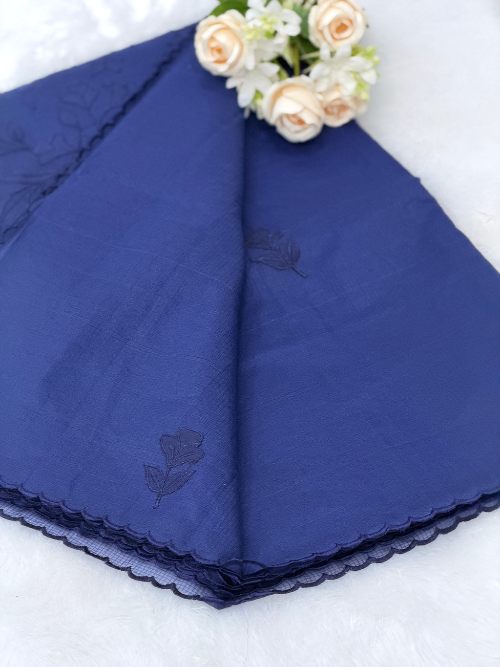 Net cotta Floral Applique saree