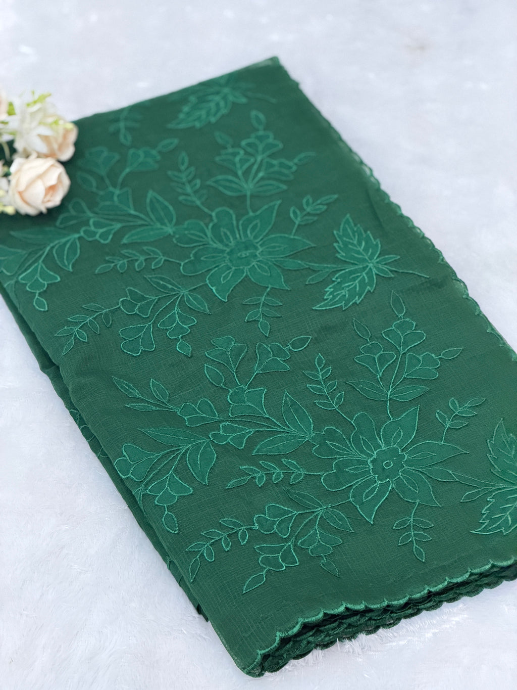 Net cotta Floral Applique saree